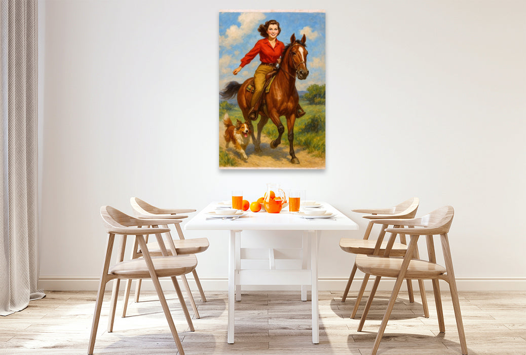 Premium Textil-Leinwand Kurzer Galopp nach Hause