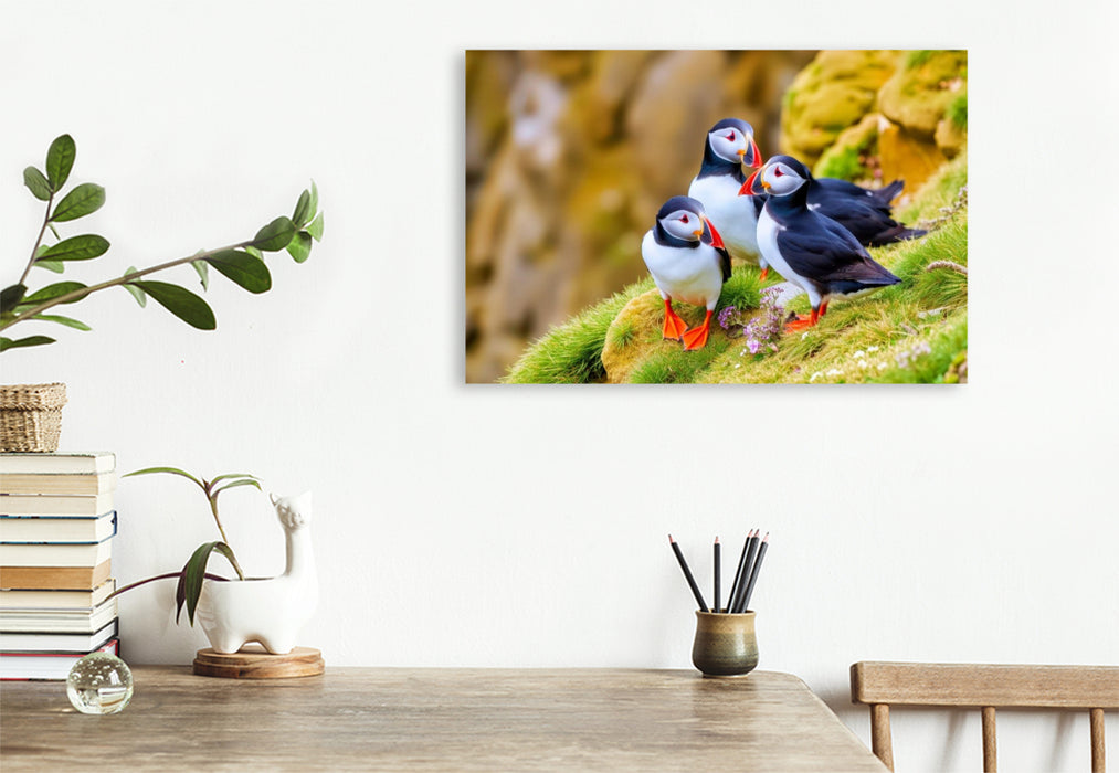 Premium Textil-Leinwand Ein Motiv aus dem Kalender Tieftaucher Papageitaucher