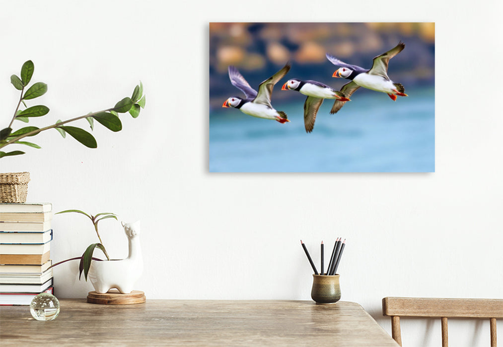 Premium Textil-Leinwand Ein Motiv aus dem Kalender Tieftaucher Papageitaucher