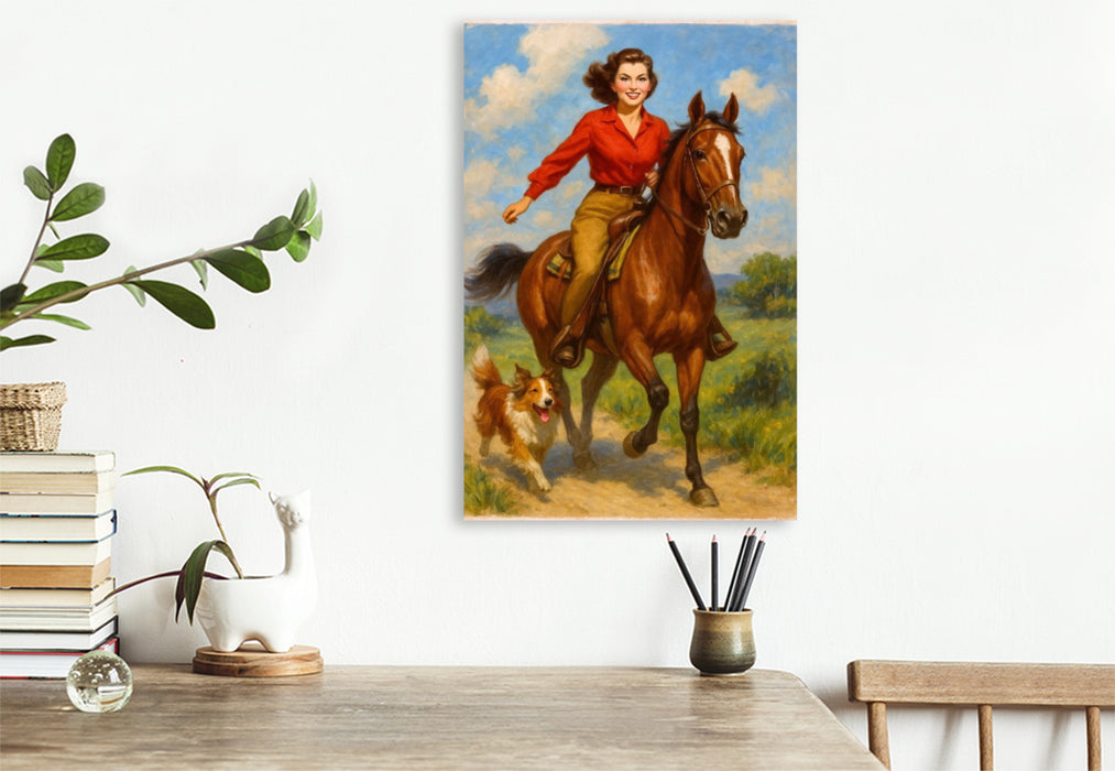 Premium Textil-Leinwand Kurzer Galopp nach Hause