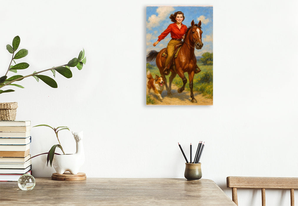 Premium Textil-Leinwand Kurzer Galopp nach Hause