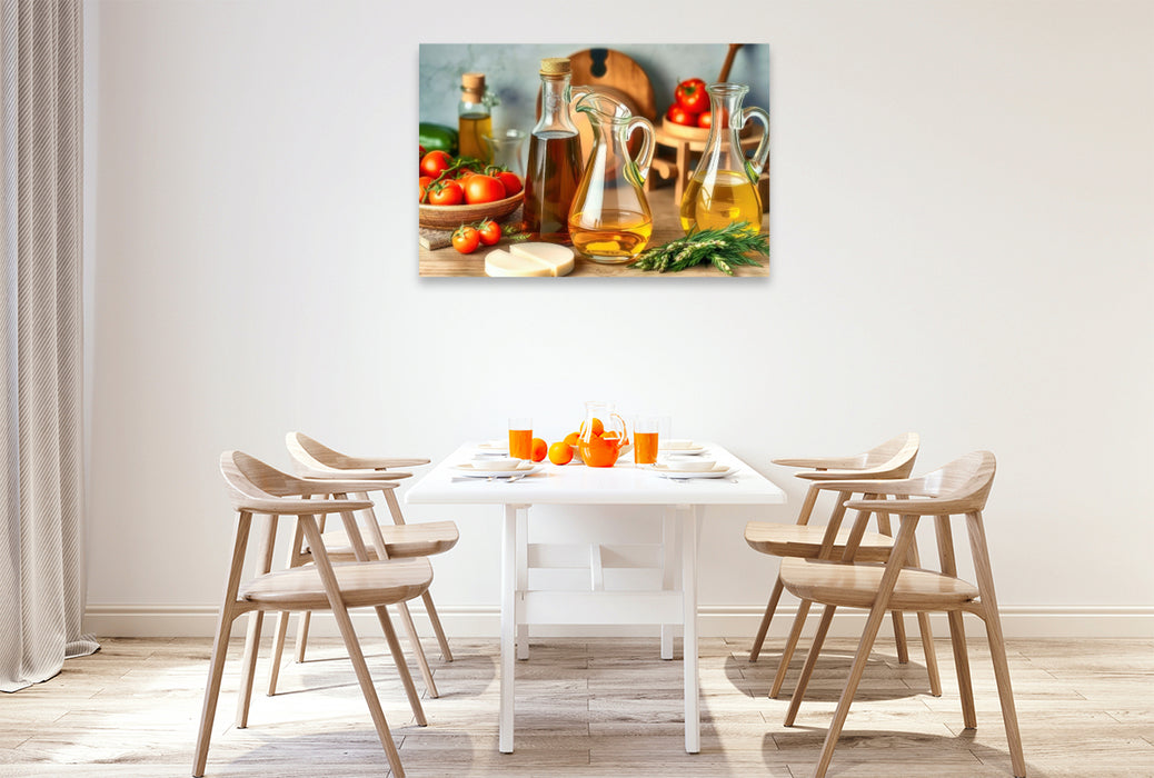 Premium Textil-Leinwand So schmeckt Urlaub – jeden Tag.