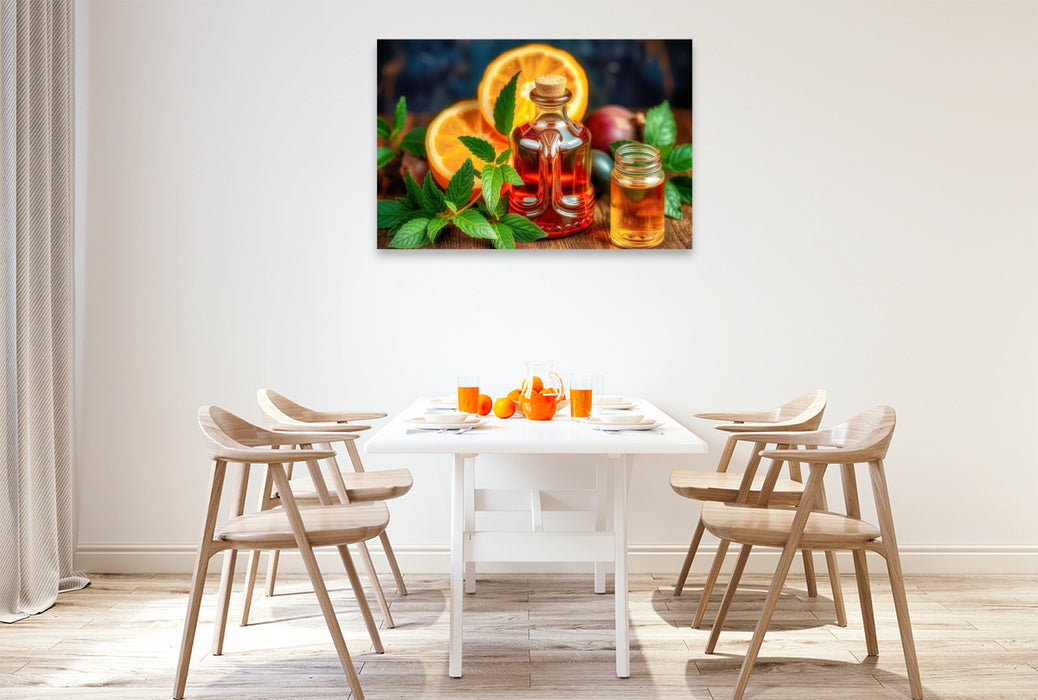 Premium Textil-Leinwand Von der Sonne geküsst, für deine Küche gepresst.