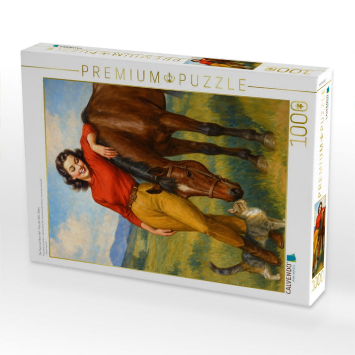 Die Tiere auf dem Hof - Frau der 50er Jahre - CALVENDO Foto-Puzzle'