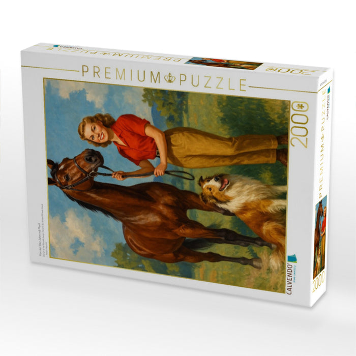 Frau der 50er Jahre mit Pferd - CALVENDO Foto-Puzzle'