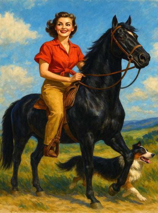 Hoch zu Ross - Frau der 50er Jahre - CALVENDO Foto-Puzzle'