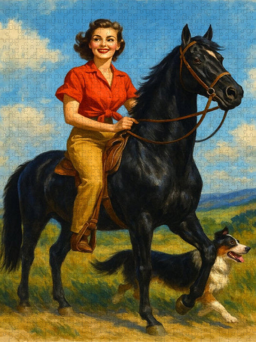 Hoch zu Ross - Frau der 50er Jahre - CALVENDO Foto-Puzzle'