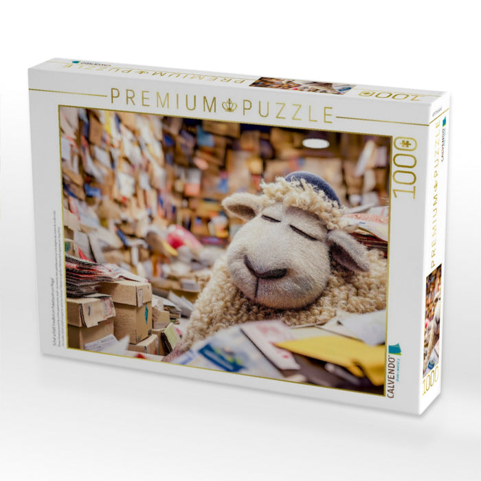 Schaf schläft friedlich im Paketzentrum Regal - CALVENDO Foto-Puzzle'