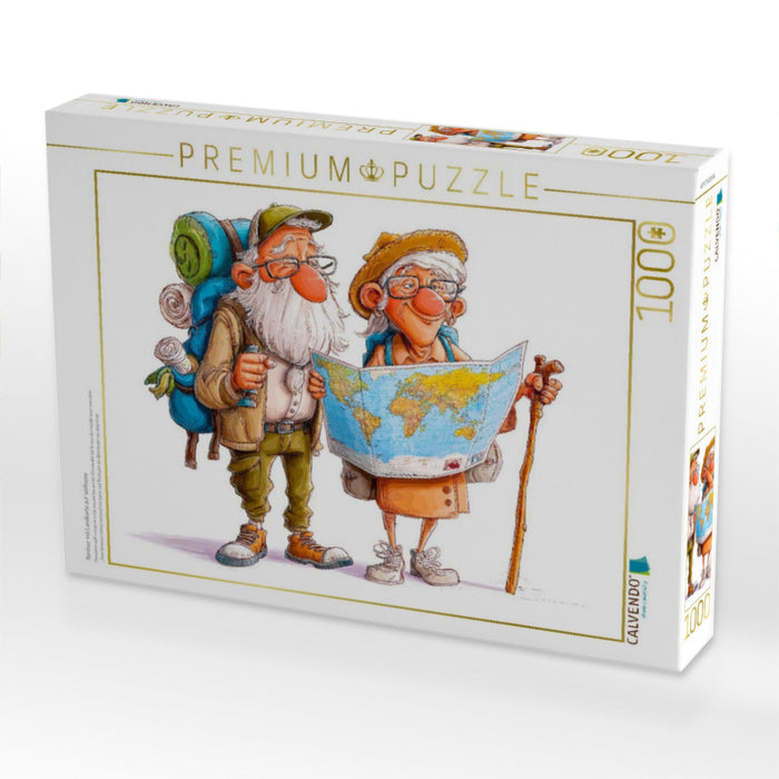 Rentner mit Landkarte auf Weltreise - CALVENDO Foto-Puzzle'