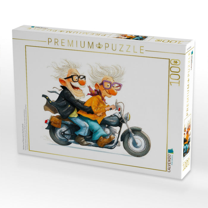 Rentner auf Motorrad im Abenteuerlook - CALVENDO Foto-Puzzle'