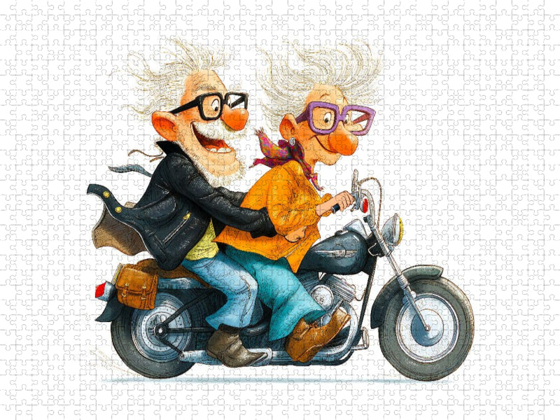 Rentner auf Motorrad im Abenteuerlook - CALVENDO Foto-Puzzle'