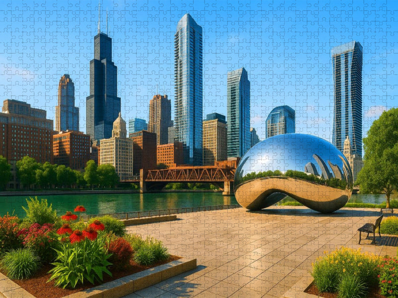 Chicago - USA - verschiedene Sehenswürdigkeiten kombiniert - CALVENDO Foto-Puzzle'