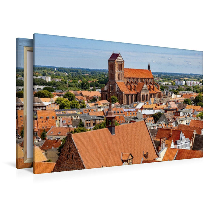 Premium Textil-Leinwand Blick von der Aussichtsplattform von St. Georgen über die Altstadt nach St. Nikolai