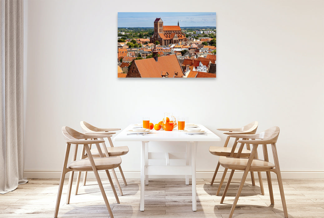 Premium Textil-Leinwand Blick von der Aussichtsplattform von St. Georgen über die Altstadt nach St. Nikolai