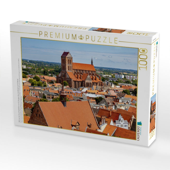 Blick von der Aussichtsplattform von St. Georgen über die Altstadt nach St. Nikolai - CALVENDO Foto-Puzzle'