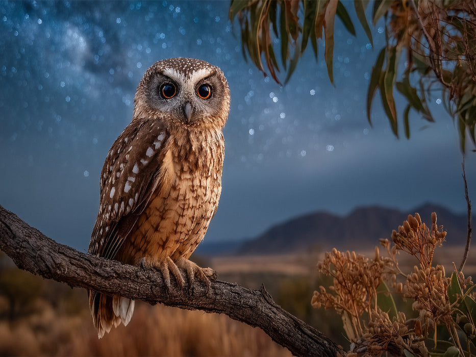 Eule unter dem Sternenhimmel - CALVENDO Foto-Puzzle'