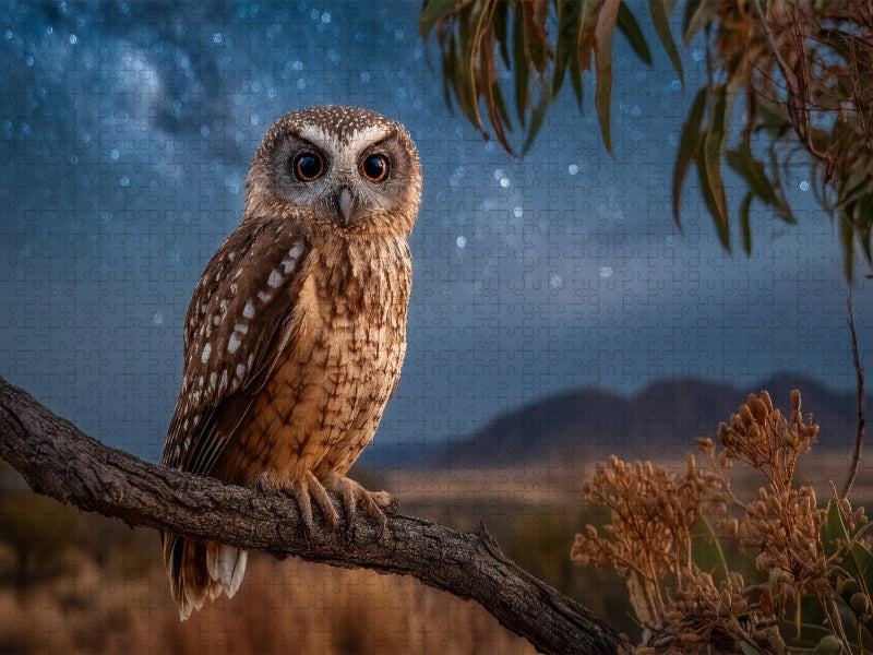 Eule unter dem Sternenhimmel - CALVENDO Foto-Puzzle'