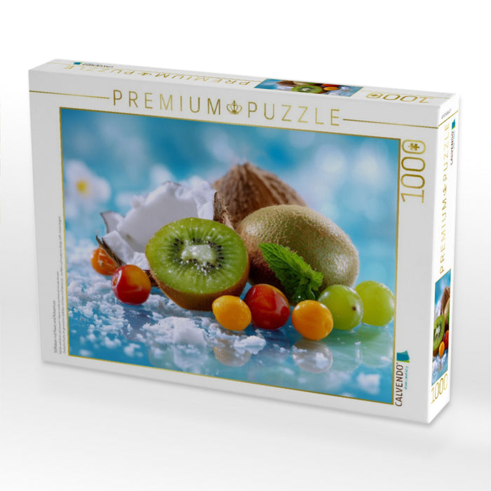 Stillleben mit Kiwis und Kokosnuss - CALVENDO Foto-Puzzle'