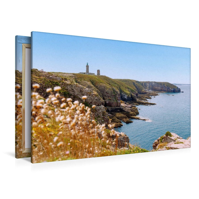 Premium Textil-Leinwand Cap Frehel mit Leuchtturm an der Cote d’Emeraude