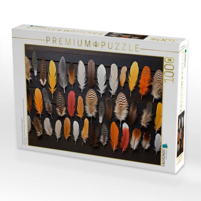 Federsammlung - bunte Federn arrangiert - CALVENDO Foto-Puzzle'