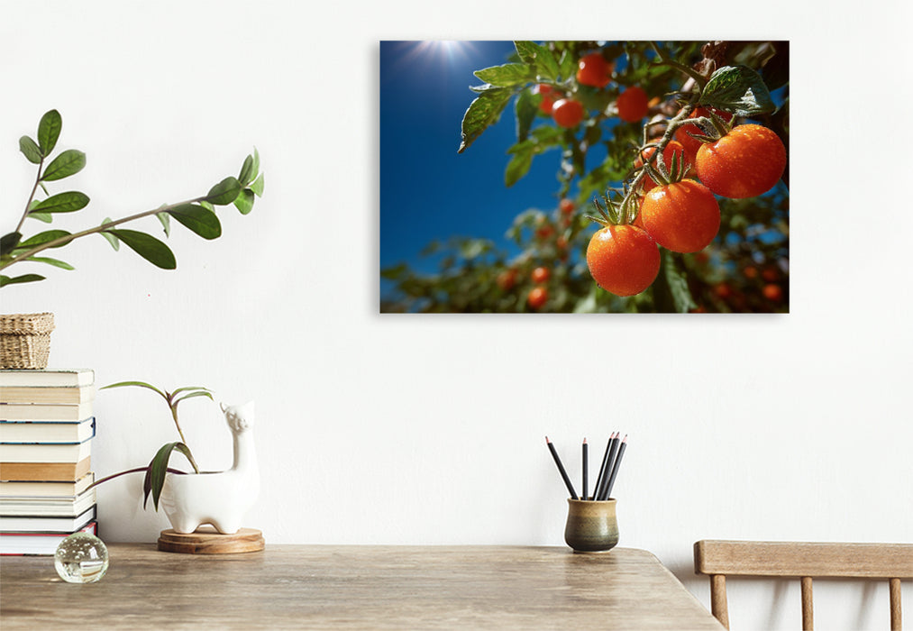 Premium Textil-Leinwand Reife Tomaten leuchten im Sonnenschein des Gartens