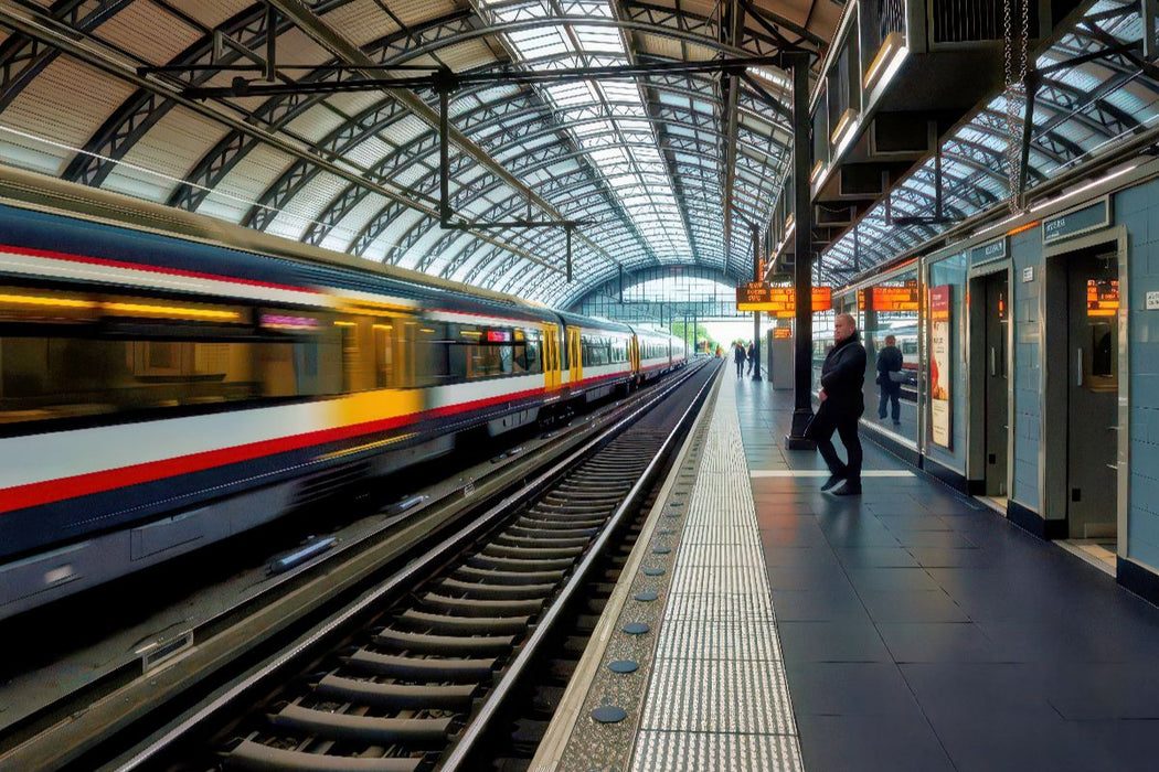 Premium Textil-Leinwand Innovation auf Schienen, Züge in Bewegung, Ideen voraus.