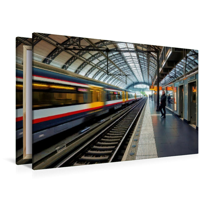 Premium Textil-Leinwand Innovation auf Schienen, Züge in Bewegung, Ideen voraus.