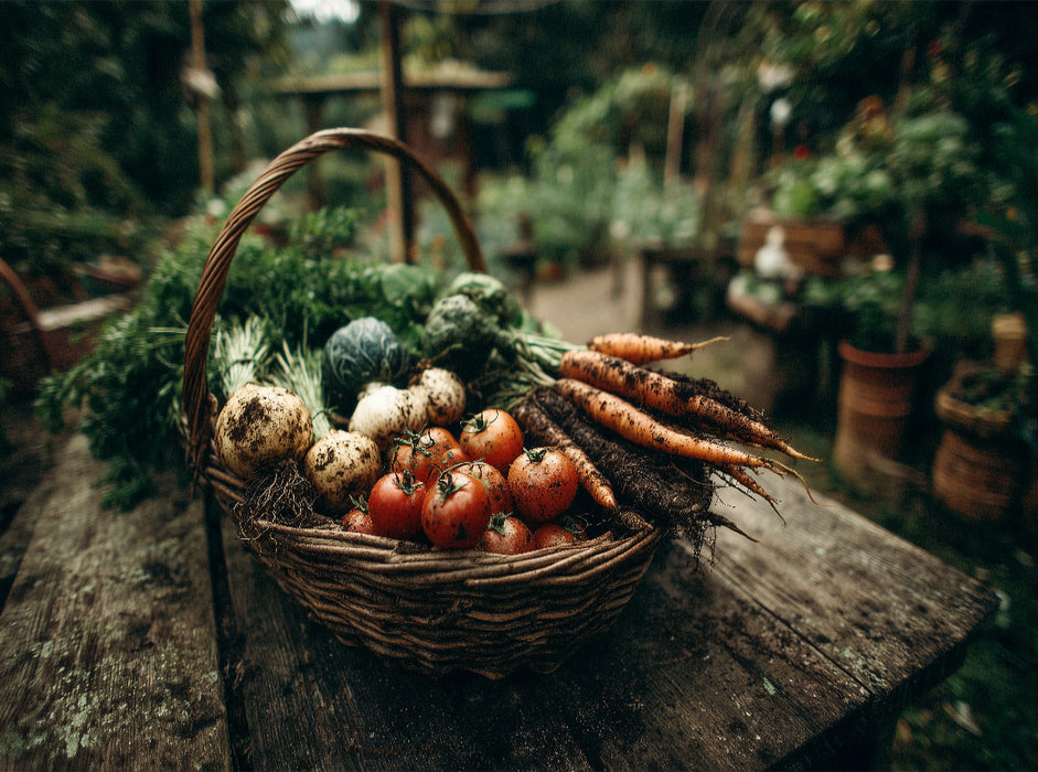 Frisches Gemüse aus dem Garten liegt im Korb bereit - CALVENDO Foto-Puzzle'