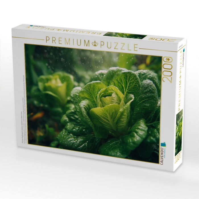 Frischer Kopfsalat im Garten wächst im satten Grün - CALVENDO Foto-Puzzle'