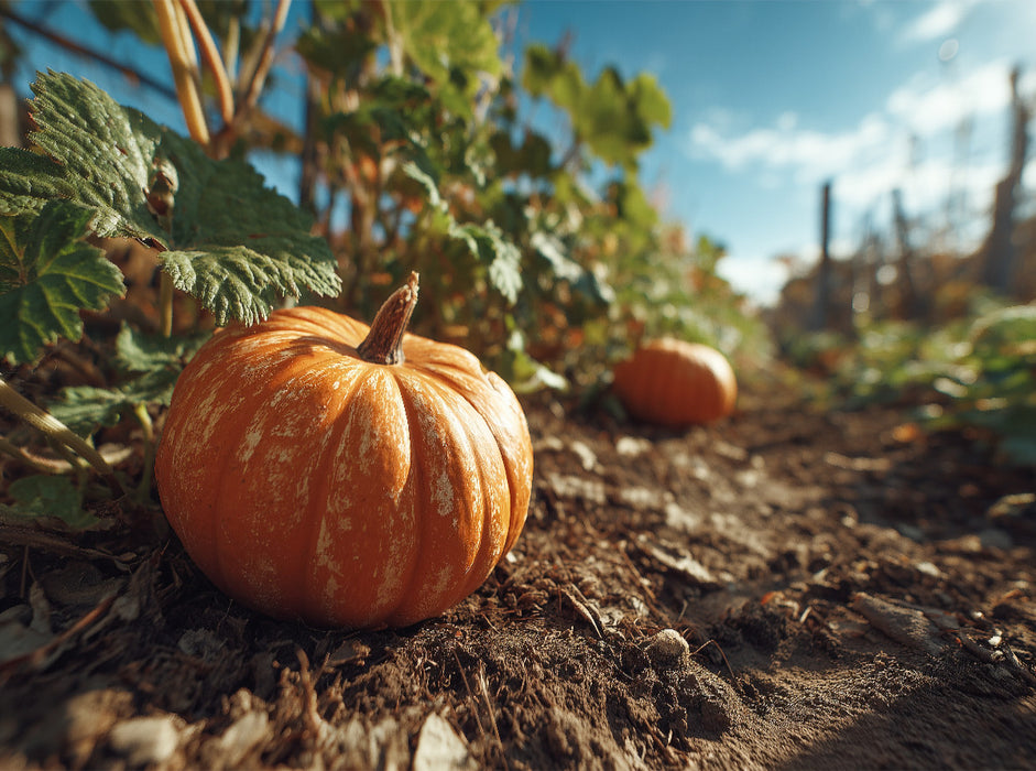 Kürbis im Gartenbeet bei Sonnenschein - CALVENDO Foto-Puzzle'