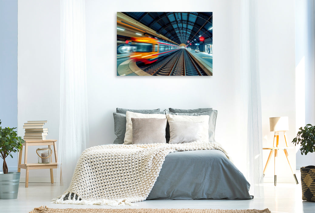 Premium Textil-Leinwand Leben das nicht stehen bleibt, sichtbar in Bewegung.