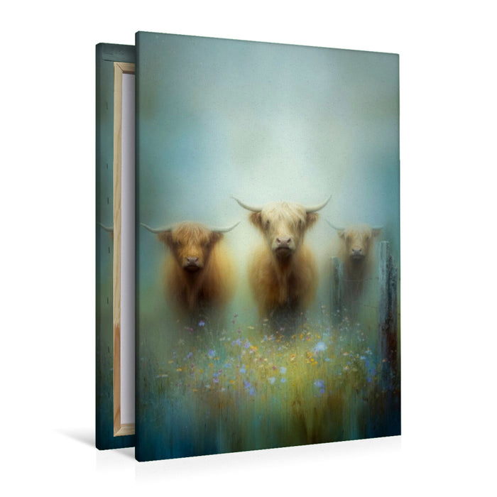 Premium Textil-Leinwand Majestätisch und friedlich – die Hüter der Nebelwiese