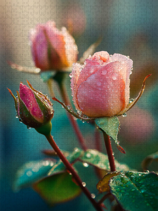 Rosenknospen mit Tautropfen - CALVENDO Foto-Puzzle'