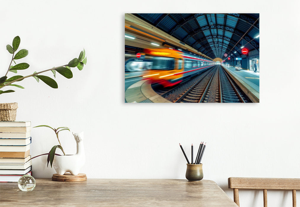 Premium Textil-Leinwand Leben das nicht stehen bleibt, sichtbar in Bewegung.