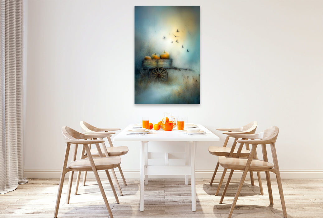 Premium Textil-Leinwand Erntezeit im Flug – wenn der Herbst seine Geheimnisse teilt