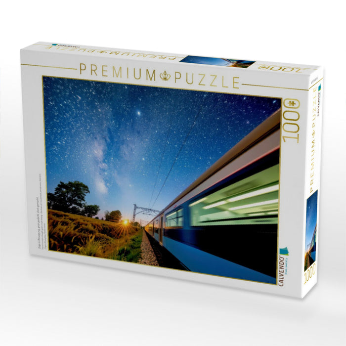 Züge in Bewegung, grün gedacht, stark gemacht. - CALVENDO Foto-Puzzle'