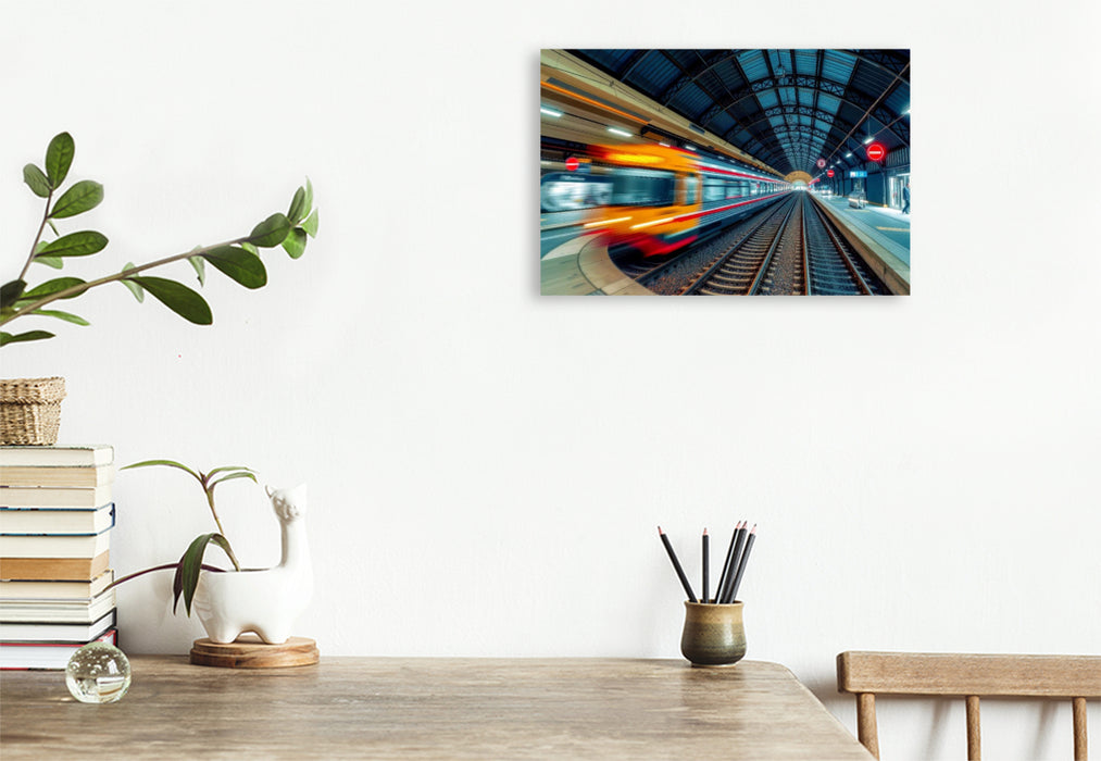 Premium Textil-Leinwand Leben das nicht stehen bleibt, sichtbar in Bewegung.