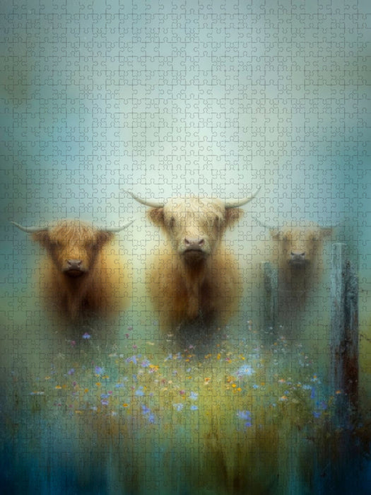 Majestätisch und friedlich – die Hüter der Nebelwiese - CALVENDO Foto-Puzzle'