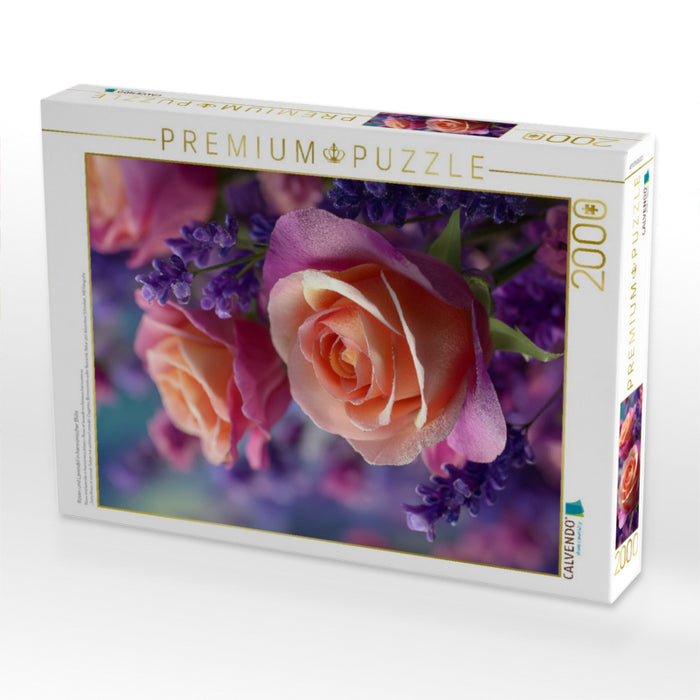Rosen und Lavendel in harmonischer Blüte - CALVENDO Foto-Puzzle'