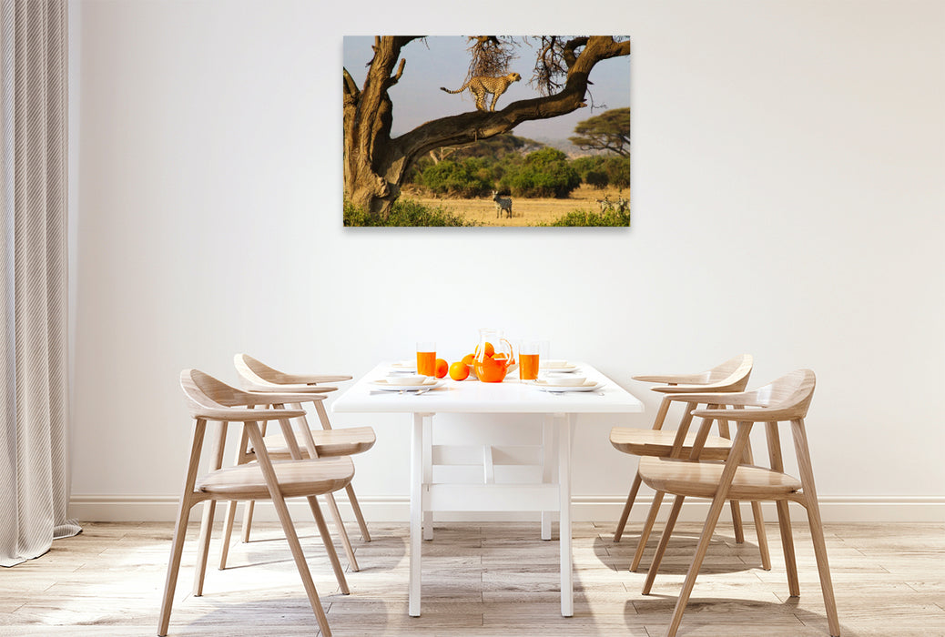 Premium Textil-Leinwand Gepard und Zebra