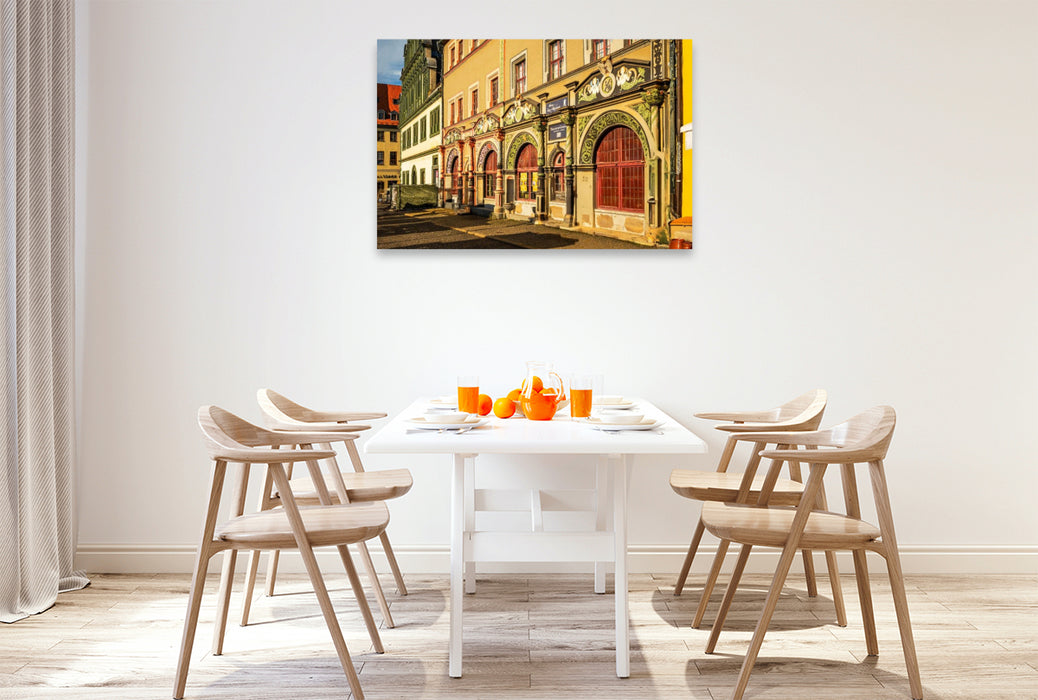 Premium Textil-Leinwand Marktplatz in Weimar/Thüringen