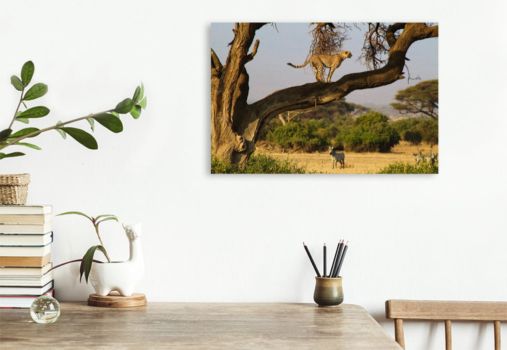 Premium Textil-Leinwand Gepard und Zebra