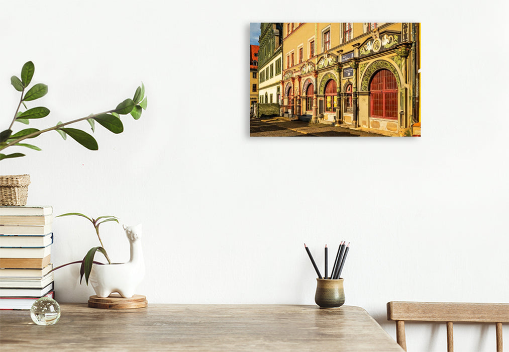 Premium Textil-Leinwand Marktplatz in Weimar/Thüringen