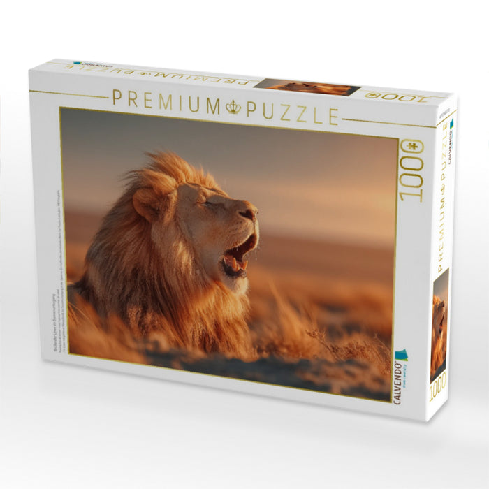 Brüllender Löwe im Sonnenuntergang - CALVENDO Foto-Puzzle'