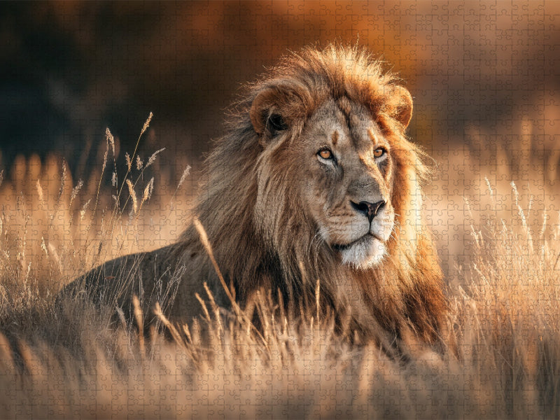 Majestätischer Löwe in der Savanne - CALVENDO Foto-Puzzle'