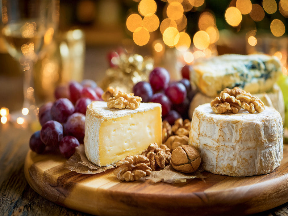 Käseplatte mit Camembert, Brie, Trauben und Nüssen - CALVENDO Foto-Puzzle'