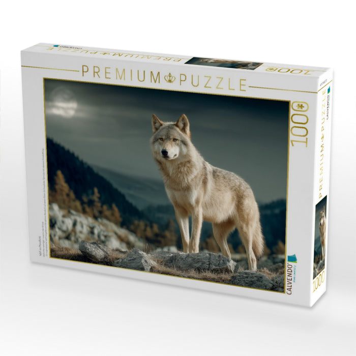 Wolf im Mondlicht - CALVENDO Foto-Puzzle'