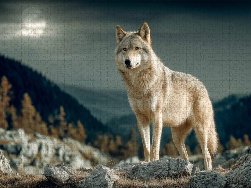 Wolf im Mondlicht - CALVENDO Foto-Puzzle'