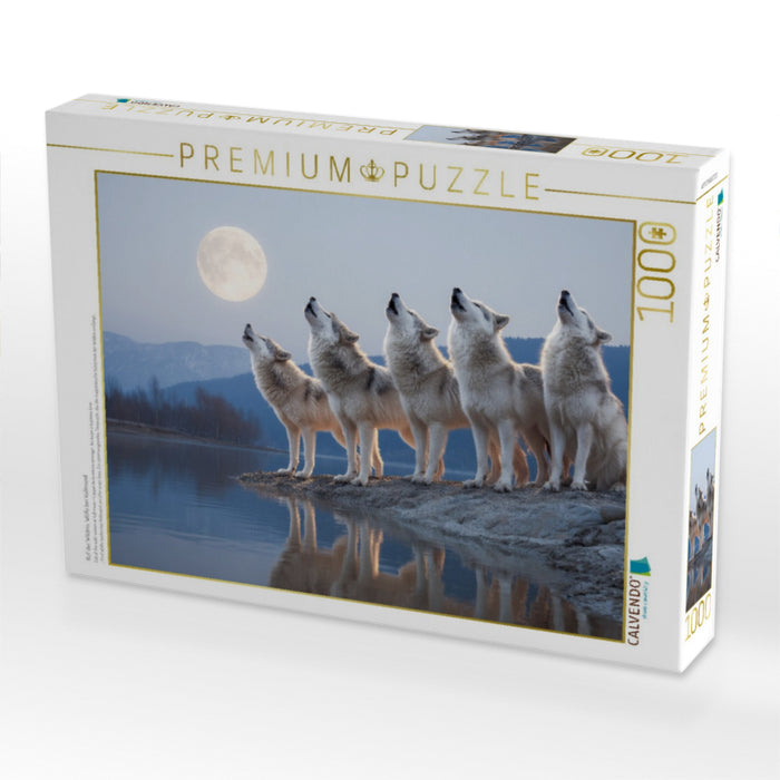 Ruf der Wildnis: Wölfe bei Vollmond - CALVENDO Foto-Puzzle'