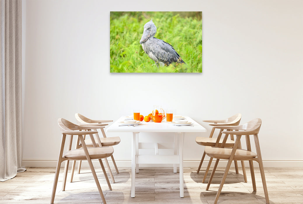 Premium Textil-Leinwand Schuhschnabel Storch im Lake Victoria